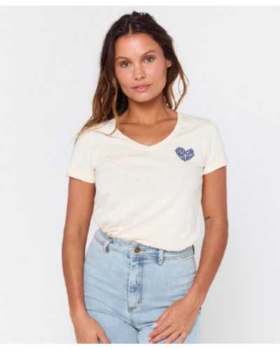 Tee Shirt en Coton Rip Curl "HEART V NECK TEE"