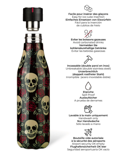 Bouteille Isotherme Les Artistes Paris "Rose&Skull" 500ml