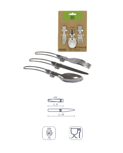 Couverts pliants 3 pièces Elementerre Curves